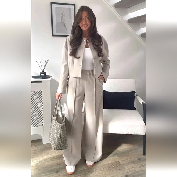 ZARA  Wide Pants Ankle Slits Cream size M - Picture 4 of 16